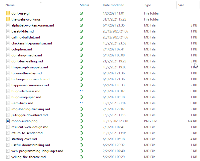 Various md files listed in explorer on various topics