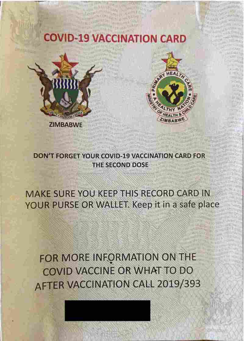 A card with the MOHCC logo and the Zimbabwe Coat of arms