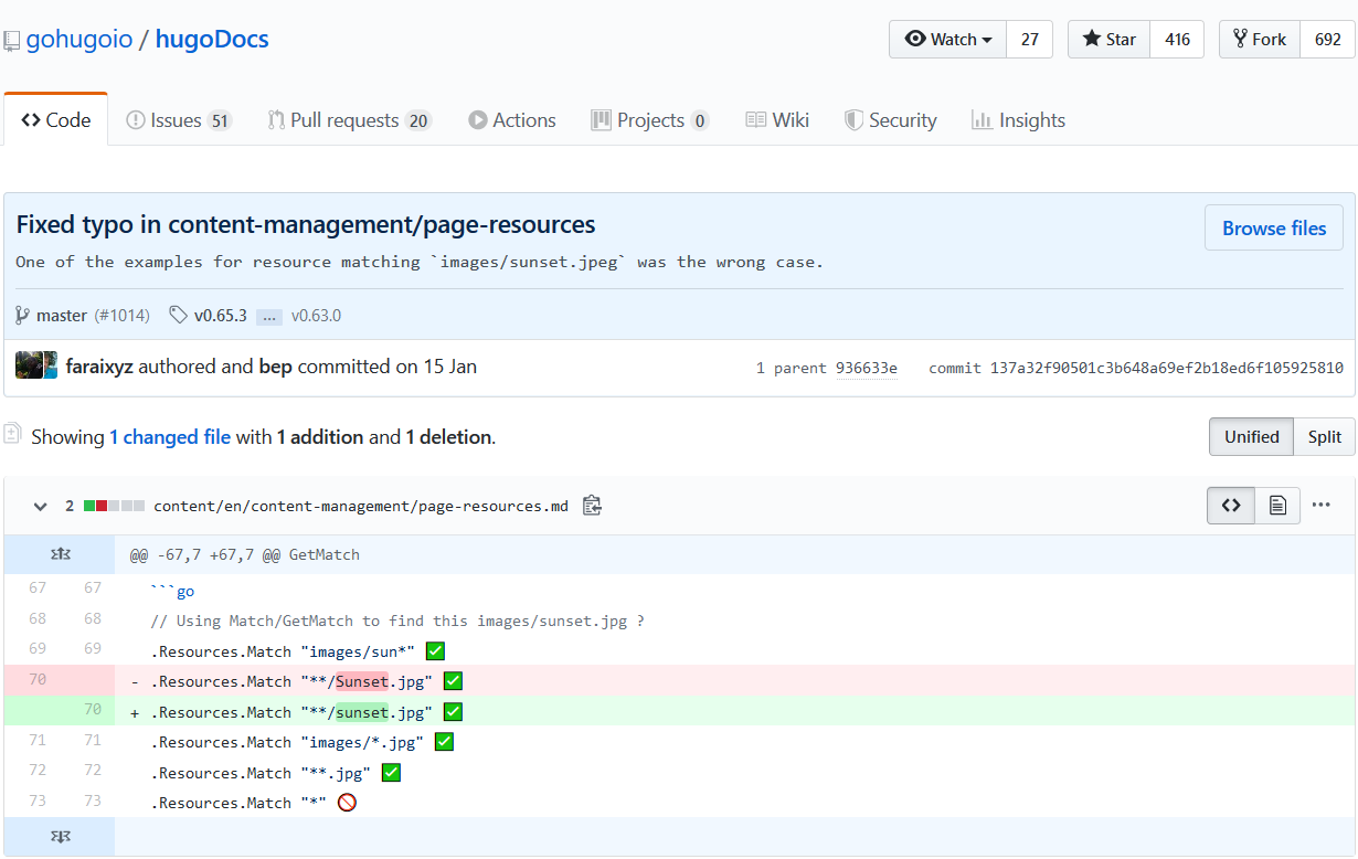 The GitHub Page for my pull request